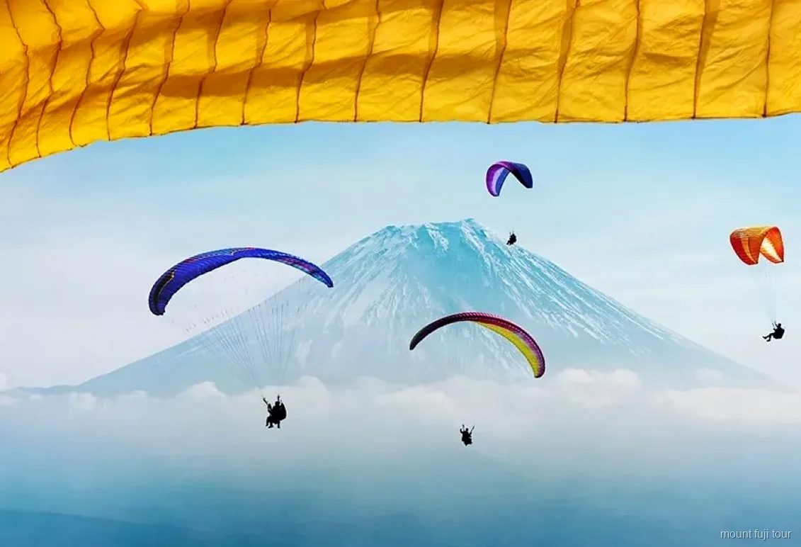 Vol en parapente au-dessus du plateau d'Asagiri près du Mont Fuji